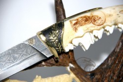 Композиционный нож "Волк" (клинок - А. Белый, мозаичный дамаск)  - Композиционный нож "Волк" (клинок - А. Белый, мозаичный дамаск) 