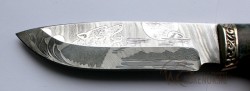 Нож  "Сибиряк"  (дамасская сталь, травление)   - Нож  "Сибиряк"  (дамасская сталь, травление)  