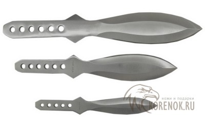 Набор метательных ножей C 3633 Общая длина mm : 260/210/160Макс. толщина клинка mm : 4.0/4.0/3.0Толщина рукояти (в ср.части)mm: 4.0/4.0/3.0