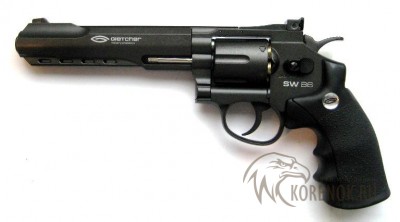 Револьвер пневматический Gletcher SW B6 Тип Air Gun
Калибр (мм/дюймы) 4.5/.177
Дульная энергия (дж) 3.0
Прицельная дальность (м) 10
Начальная скорость пули (м/с) 120
Емкость магазина (шт) 6