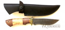 Нож  "Белый клык"  (дамасская сталь, сапеле, карелка) - Нож  "Белый клык"  (дамасская сталь, сапеле, карелка)
