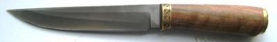 Нож 0075 (высоколегированный булат)    общая длина: 287 мм.длина клинка: 168 мм.наибольшая ширина клинка: 29 мм.толщина обуха: 4.1 мм.