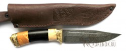 Нож КЛАССИКА-1 (дамасская сталь, граб, карельская береза, латунь)  - Нож КЛАССИКА-1 (дамасская сталь, граб, карельская береза, латунь) 