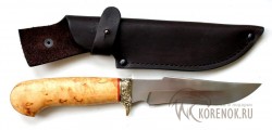 Нож "Путник" (сталь Х12МФ, стабилизированная карельская береза, мельхиор) - Нож "Путник" (сталь Х12МФ, стабилизированная карельская береза, мельхиор)