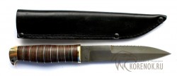 Нож Пограничник (литой булат, наборная кожа) - Нож Пограничник (литой булат, наборная кожа)