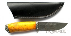 Нож  "Бобр-в"  (дамасская сталь, стабилизированная карельская береза) - Нож  "Бобр-в"  (дамасская сталь, стабилизированная карельская береза)