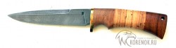 Нож "Пехотный" (дамасская сталь, наборная береста, орех)  - Нож "Пехотный" (дамасская сталь, наборная береста, орех) 