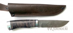 Нож "Бобр-1"  (дамасская сталь, наборная кожа) - Нож "Бобр-1"  (дамасская сталь, наборная кожа)