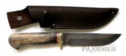 Нож "Хищник" (дамасская сталь, стабилизированная древесина, мельхиор) - Нож "Хищник" (дамасская сталь, стабилизированная древесина, мельхиор)