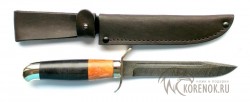 Нож финка НР-40 (дамасская сталь, черный граб, сапеле, мельхиор)  - Нож финка НР-40 (дамасская сталь, черный граб, сапеле, мельхиор) 