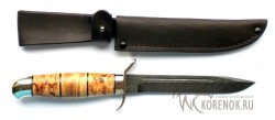 Нож финка НР-40 (дамасская сталь, карельская береза, мельхиор) - Нож финка НР-40 (дамасская сталь, карельская береза, мельхиор)