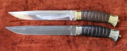 Нож "Пластун" (дамасская сталь, черный граб) - Нож "Пластун" (дамасская сталь, черный граб)