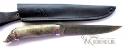 Нож "Лань" (дамасская сталь, стабилизированная карельская береза, мельхиор) - Нож "Лань" (дамасская сталь, стабилизированная карельская береза, мельхиор)