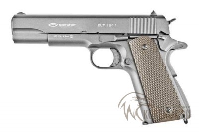 Пистолет пневматический Gletcher CLT 1911  
Емкость магазина (шт)	19
Калибр (мм/дюймы)	4.5/.177
Тип	Air Gun
Дульная энергия (дж)	3.0
Прицельная дальность (м)	10
 
