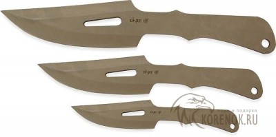 Набор метательных ножей Pirat C-3623  Общая длина mm : 250/215/155Длина клинка mm : 125/110/75Макс. толщина клинка mm : 3.0/3.0/2.5