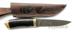 Нож Клык-мк (дамасская сталь, черный граб, латунь)   - Нож Клык-мк (дамасская сталь, черный граб, латунь)  