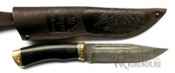 Нож КЛАССИКА-2 (Лось-2) (нарезной дамаск, черный граб)   - Нож КЛАССИКА-2 (Лось-2) (нарезной дамаск, черный граб)  
