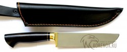 Нож "Узбек" (сталь 95х18, ковка, черный граб, латунь)   - Нож "Узбек" (сталь 95х18, ковка, черный граб, латунь)  