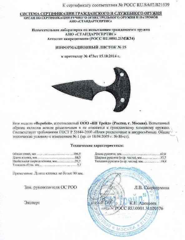 Тычковый нож схема