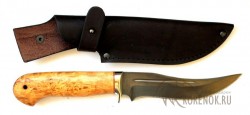 Нож "Рыбацкий" (булат, стабилизированная карельская береза, мельхиор)  - Нож "Рыбацкий" (булат, стабилизированная карельская береза, мельхиор) 