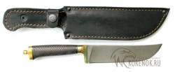 Нож "Узбекский" (дамасская сталь, черный граб, насечка)  - Нож "Узбекский" (дамасская сталь, черный граб, насечка) 