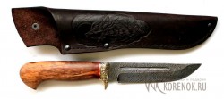 Нож "Хищник" (дамасская сталь, стабилизированная древесина, мельхиор) В2 - Нож "Хищник" (дамасская сталь, стабилизированная древесина, мельхиор) В2