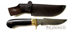 Нож "Путник" (дамасская сталь, черный граб, латунь)   - Нож "Путник" (дамасская сталь, черный граб, латунь)  