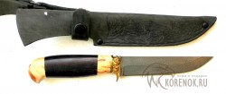 Нож "Лунь-3" (сталь ХВ5, черный граб, карелка, латунь)   - Нож "Лунь-3" (сталь ХВ5, черный граб, карелка, латунь)  
