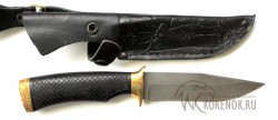 Нож "Универсал-1" (дамасская сталь, черный граб, латунь. Насечка)  - Нож "Универсал-1" (дамасская сталь, черный граб, латунь. Насечка) 