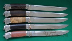 Нож Пластун-б (сталь 95Х18, карельская береза, мельхиор)  - Нож Пластун-б (сталь 95Х18, карельская береза, мельхиор) 