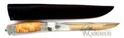 Нож Пластун-б (сталь 95Х18, карельская береза, мельхиор)  - Нож Пластун-б (сталь 95Х18, карельская береза, мельхиор) 