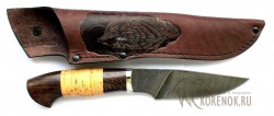 Нож "Шерхан" (дамасская сталь, наборная береста, венге) - Нож "Шерхан" (дамасская сталь, наборная береста, венге)