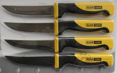 Набор хозяйственных ножей 00676 (набор 4 шт) Общая длина mm : 211Длина клинка mm : 100Макс. ширина клинка mm : 19Макс. толщина клинка mm : 1.1