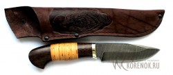 Нож "Ягуар" (дамасская сталь, наборная береста, венге) - Нож "Ягуар" (дамасская сталь, наборная береста, венге)