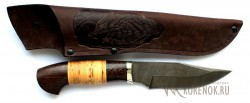 Нож "Стрелец" (дамасская сталь, наборная береста, венге)  - Нож "Стрелец" (дамасская сталь, наборная береста, венге) 