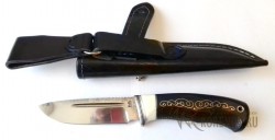 Нож Волк-2 (сталь Х12МФ, черный граб, клык моржа) вариант 2 - Нож Волк-2 (сталь Х12МФ, черный граб, клык моржа) вариант 2
