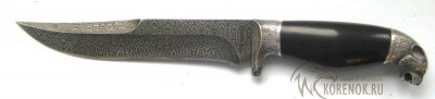 Нож Коготь (дамасская сталь) Общая длина 306 мм Длина клинка 180 мм Наибольшая ширина клинка 30 мм Толщина обуха 5.0 мм 