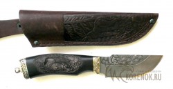 Нож Загор (дамасская сталь, резной) вариант 3 - Нож Загор (дамасская сталь, резной) вариант 3